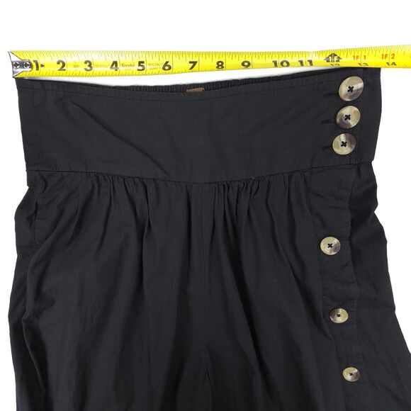 FREE PEOPLE Button Detail Culotte Wide Leg Crop Pant Brown Lagenlook Beachy Boho - Picture 3 of 9